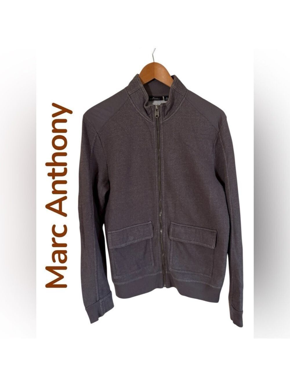 Marc Anthony- Men’s Medium full zip jacket. Dark gray. 2 pockets. Excellent cond - Picture 7 of 11